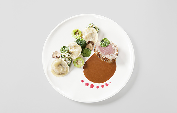 Intitulé «Autumn is coming», le plat de Marisa Feusi est une combinaison de filet, queue et ris de veau.