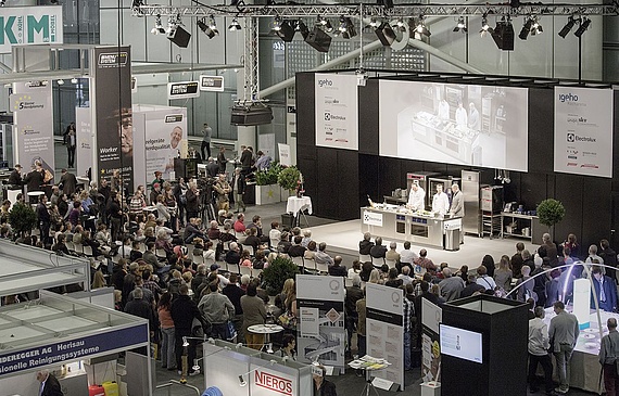 Igeho-Besucher können Trendsettern beim Kochen zuschauen. (ZVG) Igeho-Besucher können Trendsettern beim Kochen zuschauen. (ZVG)