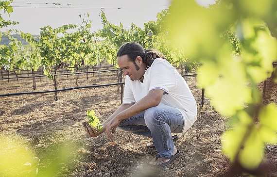 Winzer Daniel Morales Rodríguez im biologischen Weingarten. (Bild ZVG) Winzer Daniel Morales Rodríguez im biologischen Weingarten. (Bild ZVG)