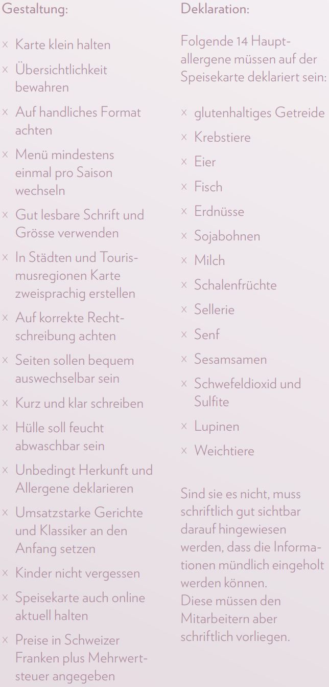 Hotellerie Gastronomie Zeitung Speisekarten Was Hinein Gehort Und Was Auf Keinen Fall